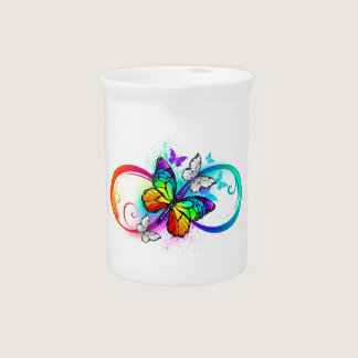 Bright infinity with rainbow butterfly beverage pitcher
