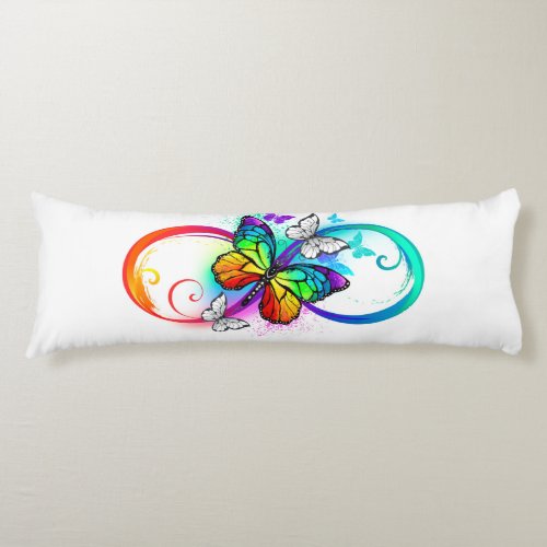 Bright infinity with rainbow butterfly body pillow