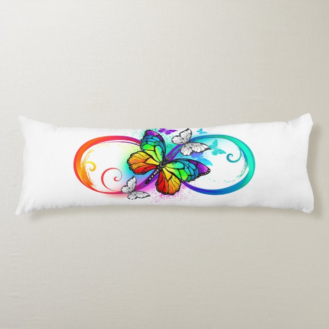 Bright infinity with rainbow butterfly body pillow (Front)