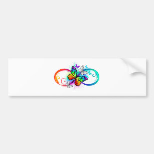 Bright infinity with rainbow butterfly bumper sticker
