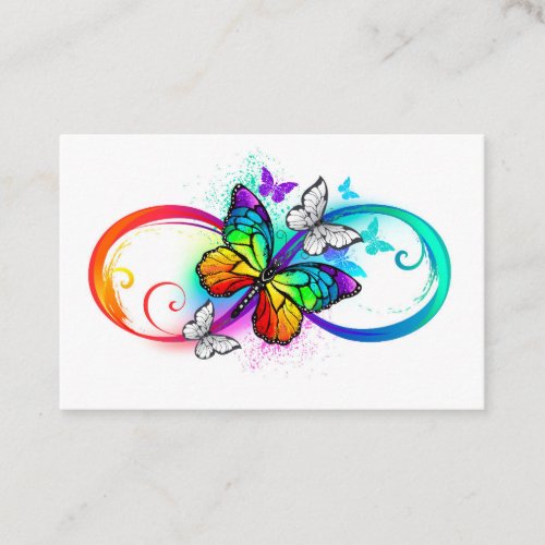 Bright infinity with rainbow butterfly business card