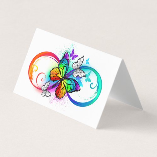 Bright infinity with rainbow butterfly business card