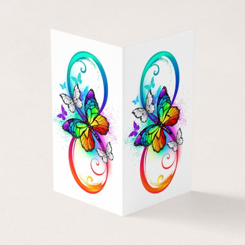 Bright infinity with rainbow butterfly  business card