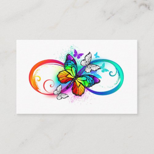 Bright infinity with rainbow butterfly business card