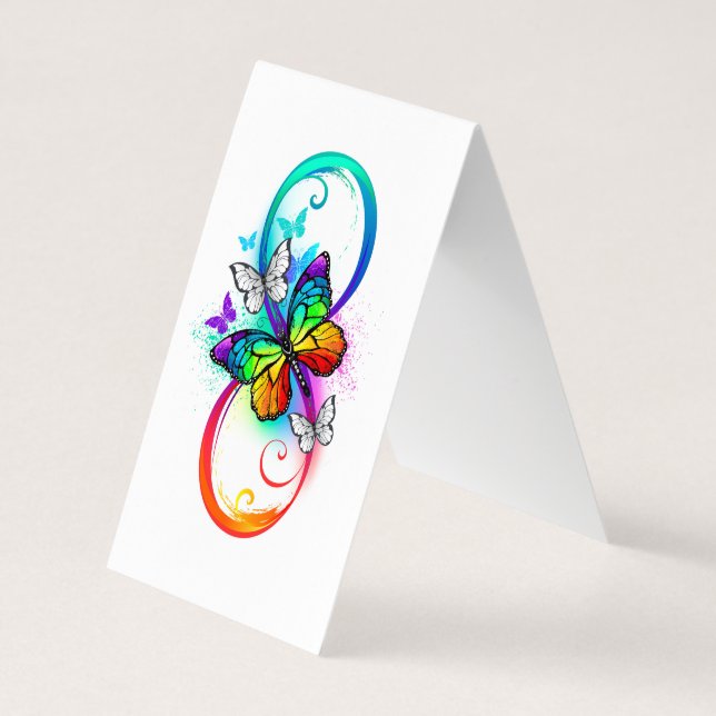 Bright infinity with rainbow butterfly business card (Back)
