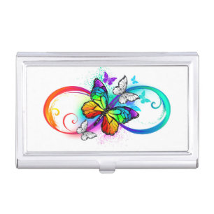 Bright infinity with rainbow butterfly business card case
