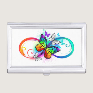 Bright infinity with rainbow butterfly business card case