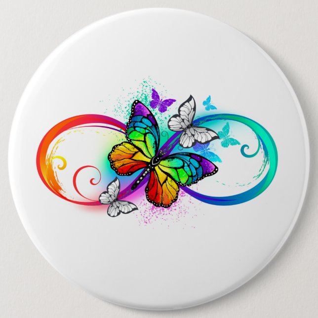 Bright infinity with rainbow butterfly button (Front)