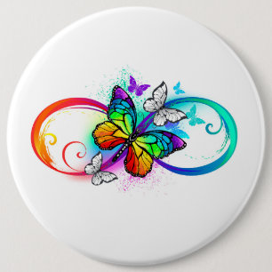 Bright infinity with rainbow butterfly button