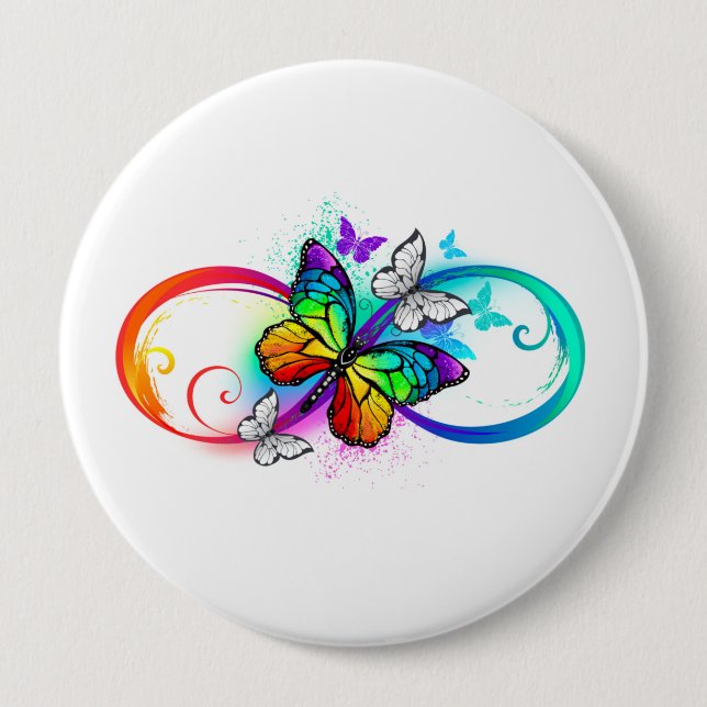 Bright infinity with rainbow butterfly button (Front)