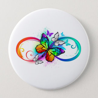Bright infinity with rainbow butterfly button