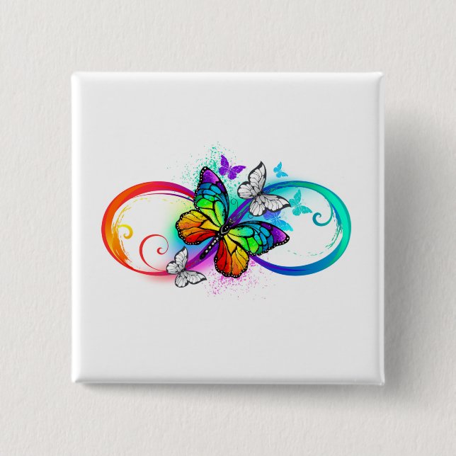Bright infinity with rainbow butterfly button (Front)