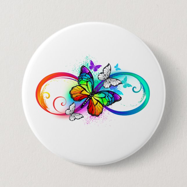 Bright infinity with rainbow butterfly button (Front)