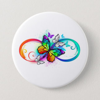Bright infinity with rainbow butterfly button