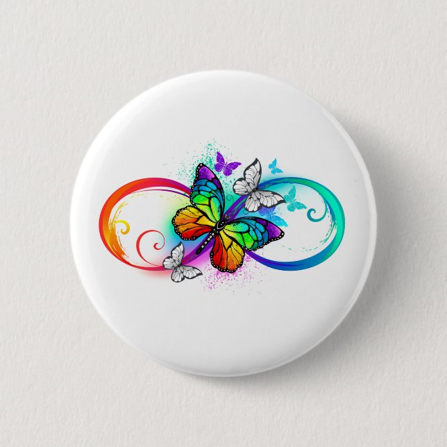 Bright infinity with rainbow butterfly button (Front)