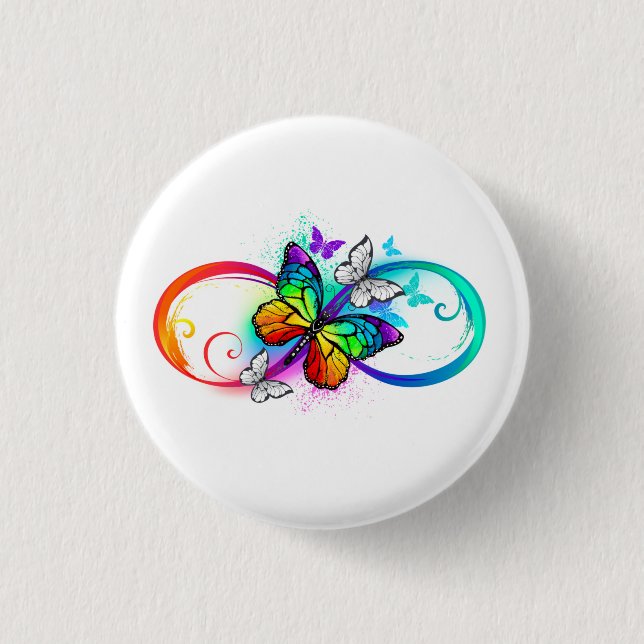Bright infinity with rainbow butterfly button (Front)
