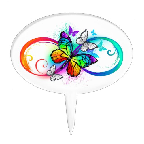 Bright infinity with rainbow butterfly cake topper