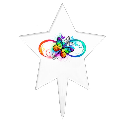 Bright infinity with rainbow butterfly cake topper