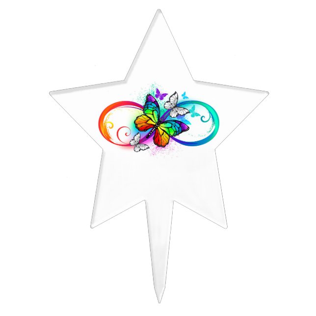 Bright infinity with rainbow butterfly cake topper (Front)