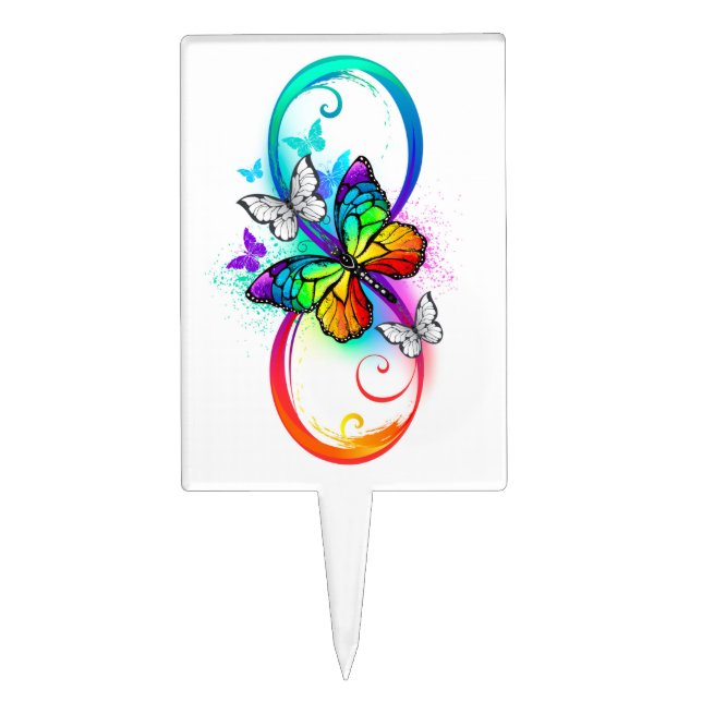 Bright infinity with rainbow butterfly cake topper (Front)