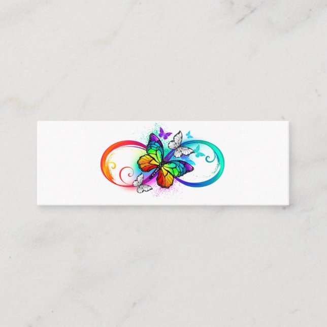 Bright infinity with rainbow butterfly calling card (Front)