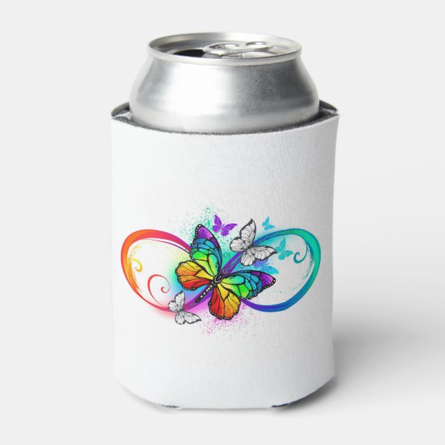 Bright infinity with rainbow butterfly can cooler (Can Front)