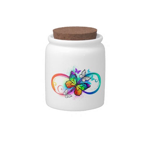 Bright infinity with rainbow butterfly candy jar