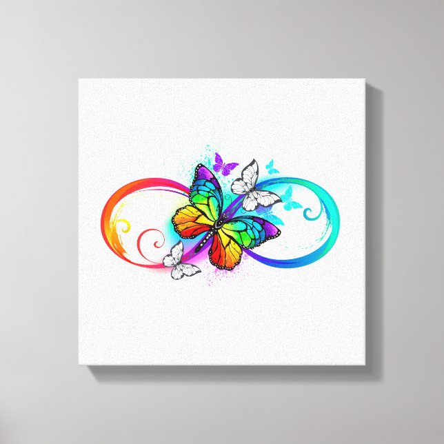 Bright infinity with rainbow butterfly canvas print (Front)