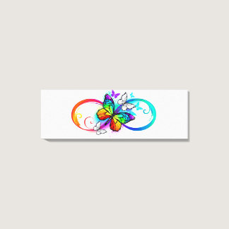 Bright infinity with rainbow butterfly canvas print