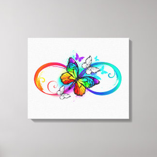 Bright infinity with rainbow butterfly canvas print