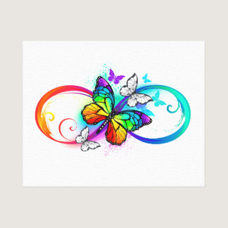Bright infinity with rainbow butterfly canvas print