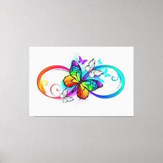 Bright infinity with rainbow butterfly canvas print