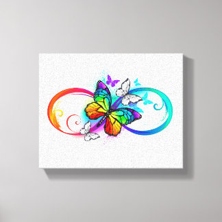 Bright infinity with rainbow butterfly canvas print