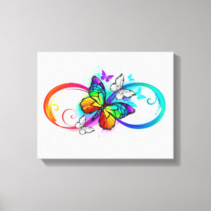 Bright infinity with rainbow butterfly canvas print