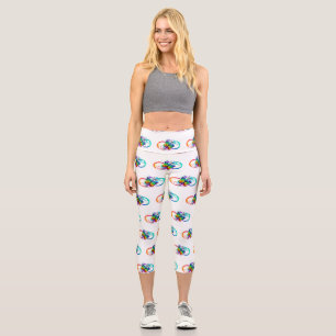 Bright infinity with rainbow butterfly capri leggings