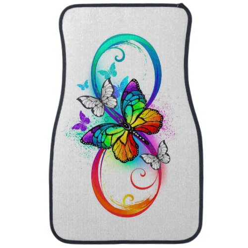 Bright infinity with rainbow butterfly car floor mat