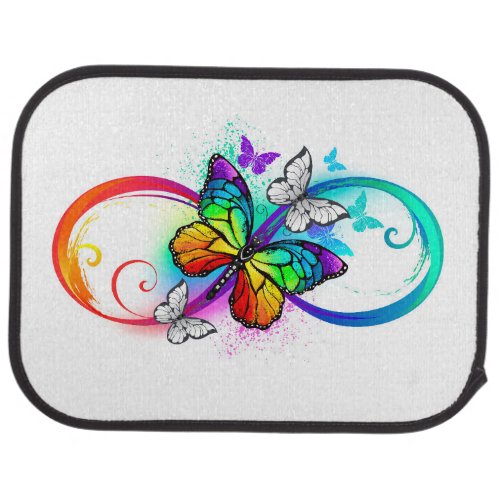 Bright infinity with rainbow butterfly  car floor mat