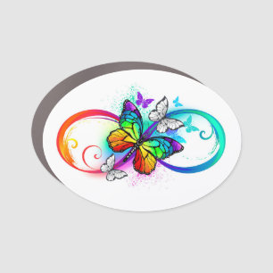 Bright infinity with rainbow butterfly car magnet