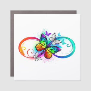 Bright infinity with rainbow butterfly car magnet