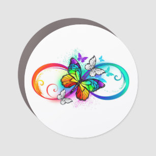 Bright infinity with rainbow butterfly car magnet