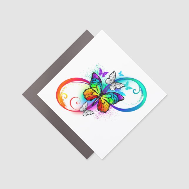 Bright infinity with rainbow butterfly car magnet (Front)