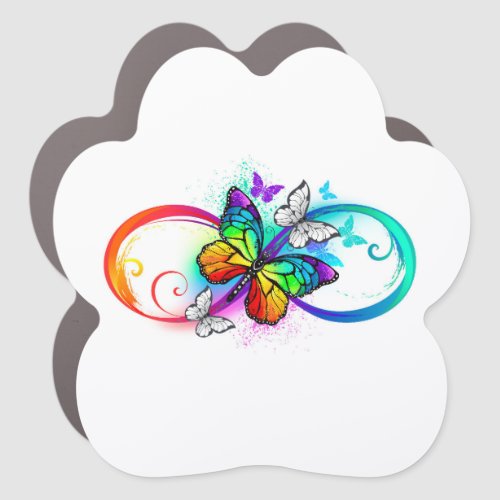 Bright infinity with rainbow butterfly car magnet