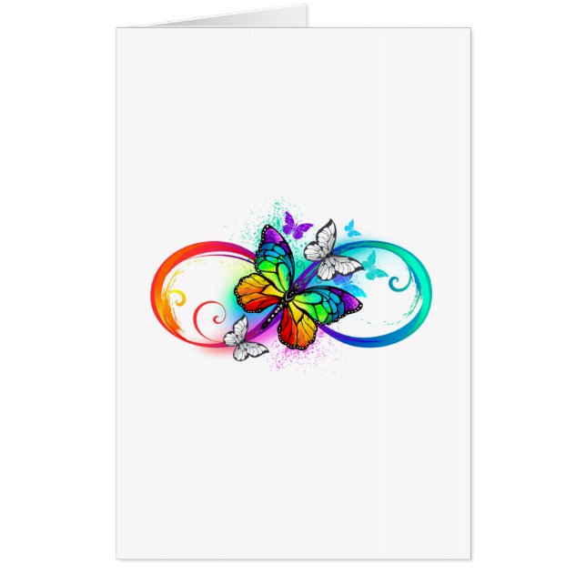 Bright infinity with rainbow butterfly card (Front)