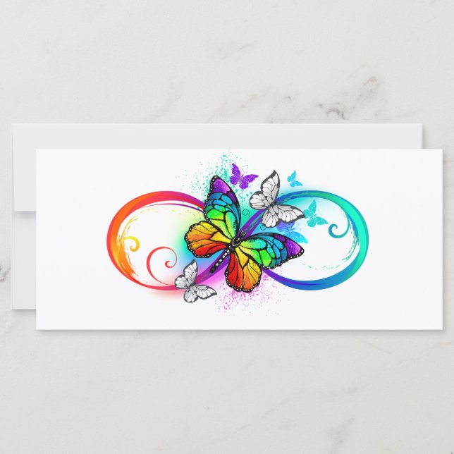 Bright infinity with rainbow butterfly card (Front)