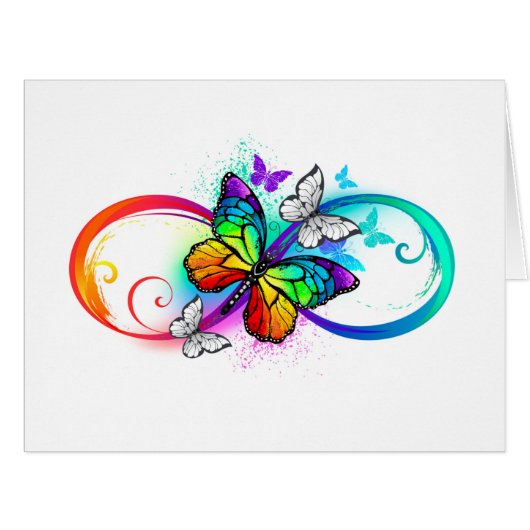Bright infinity with rainbow butterfly cards (Front Horizontal)