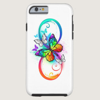 Bright infinity with rainbow butterfly tough iPhone 6 case