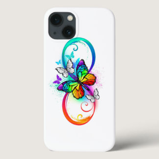 Bright infinity with rainbow butterfly  iPhone 13 case