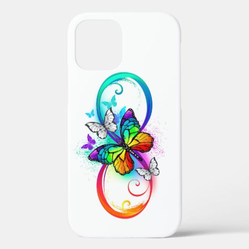 Bright infinity with rainbow butterfly iPhone 12 pro case