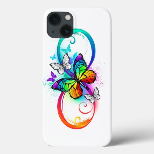 Bright infinity with rainbow butterfly  iPhone 13 case