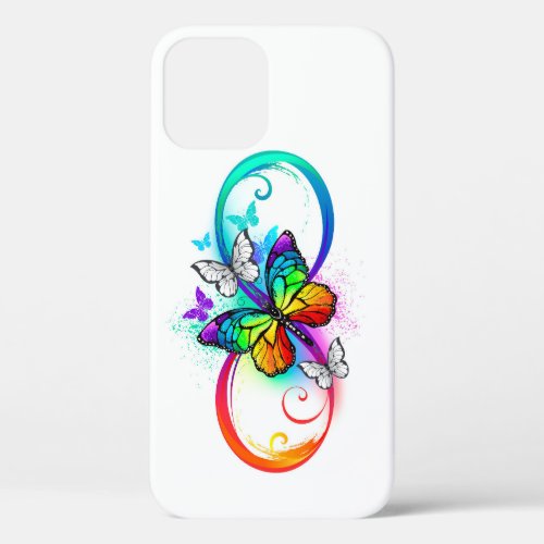 Bright infinity with rainbow butterfly iPhone 12 pro case